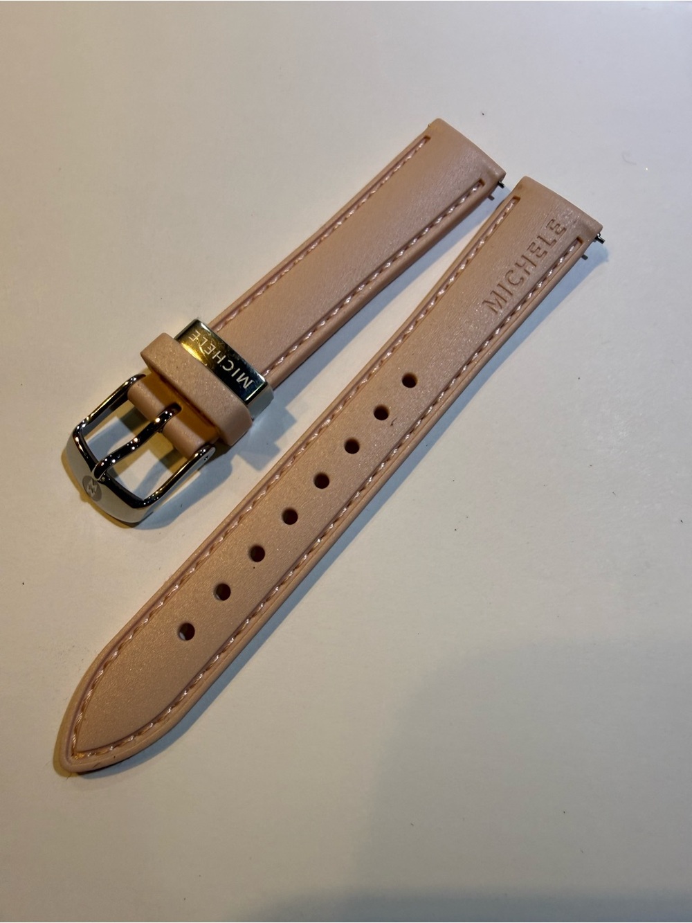 New Authentic Michele Deco Park Csx 33 Mm pink Rubber Watch Band 16 MM